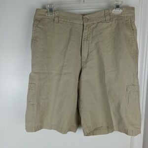 Brandini Shorts Mens 33 Beige Linen Cargo Relaxed Fit Summer Pockets Lightweight